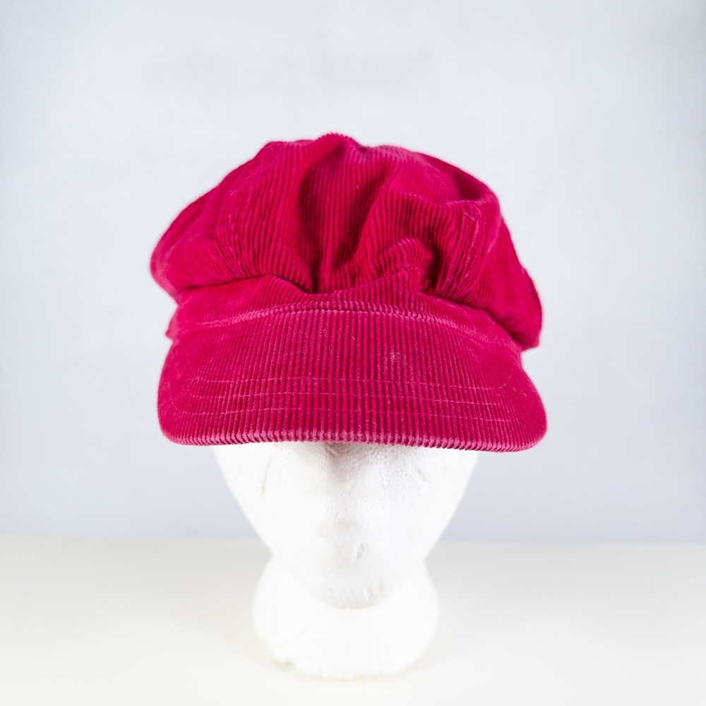 Old Navy Womens Newsboy Cap Hat S/M Pink Corduroy Adjustable Cabbie Y2K 00s